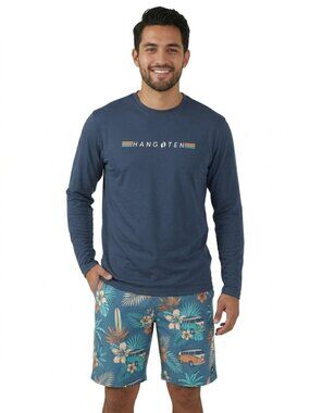 Hang Ten Men's Long Sleeve Sun Tee Navy 3XL UPF 50+
